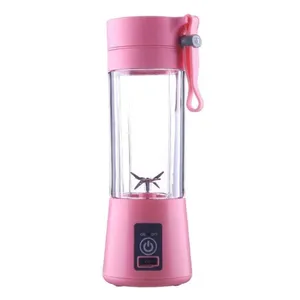 Mini Liquidificador Portatil Misturador Squeez Recarregável Usb 6 Lâmina Rosa 380ml