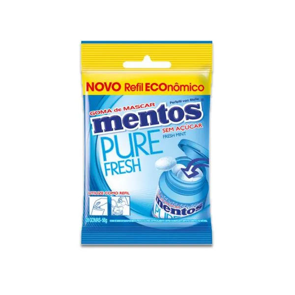 Mentos Bag Refil Fresh Mint Zero Açúcar 56g