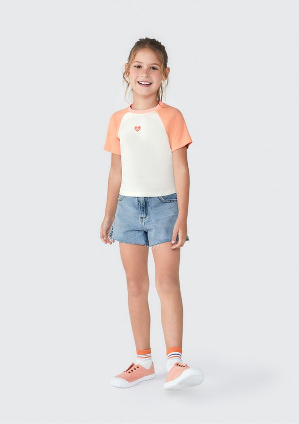 Blusa Cropped Infantil Menina Em Ribana - Laranja 014