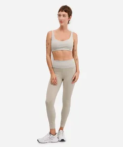 calça legging esportiva com recorte lateral bege P