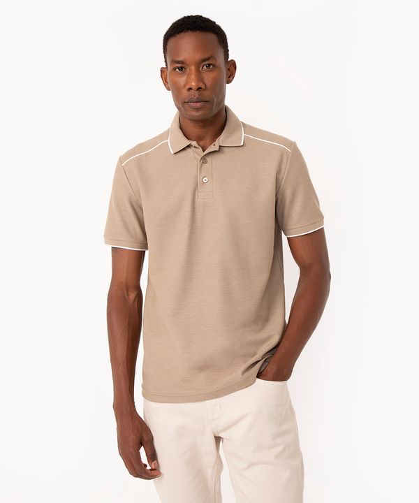 polo comfort com nervuras bicolor bege GG