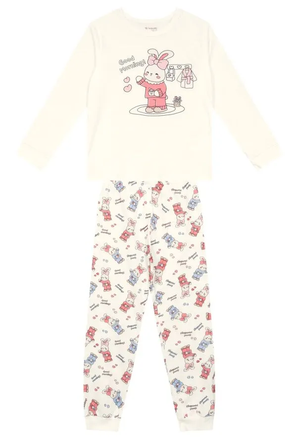 Pijama infantil menina em meia malha Brandili Pijama infantil menina coelhinho brilha no escuro Brandili -16