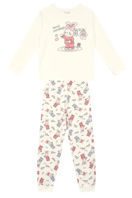 Pijama infantil menina em meia malha Brandili Pijama infantil menina coelhinho brilha no escuro Brandili -16