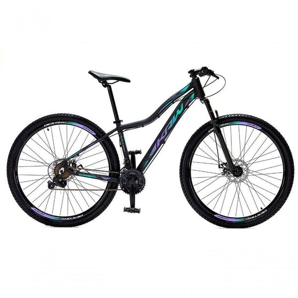 Bicicleta Aro 29 Krw Alumínio 24 Vel Freio A Disco X52 Preto/lilas E Turquesa