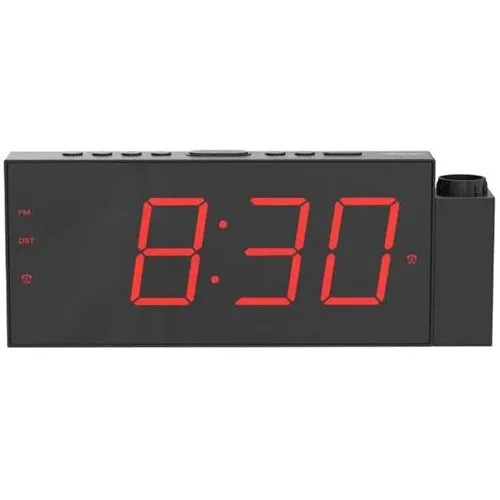 Despertador Digital Mesqool com Projeção 180° LED Preto/Vermelho A-MBI
