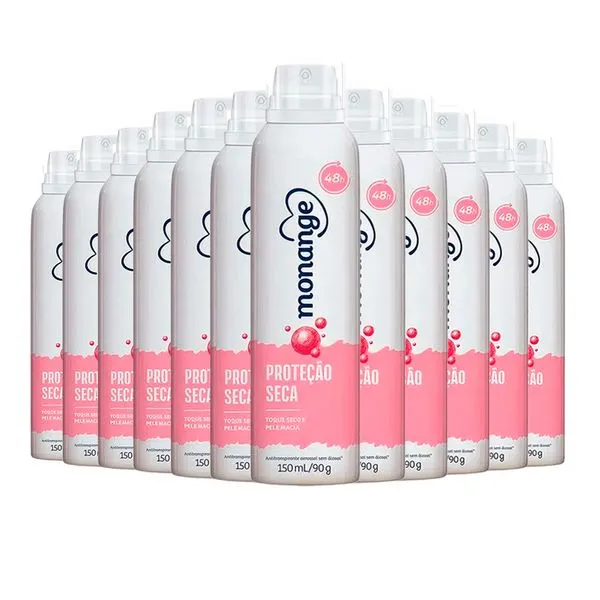 Kit Desodorante Aerosol Monange Proteção Seca 90g - 12 unidades