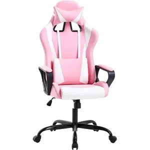 Cadeira Gamer Com Encosto Alto Em PU Bestoffice Rosa A-BI