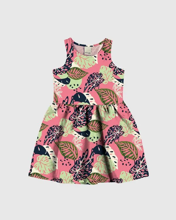 Vestido Infantil Estampado Em Algodão Malwee Kids Rosa - 18