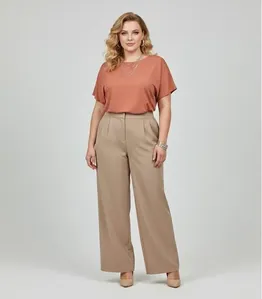Blusa Manga Curta Feminina Plus Size Secret Glam Marrom Plus G3
