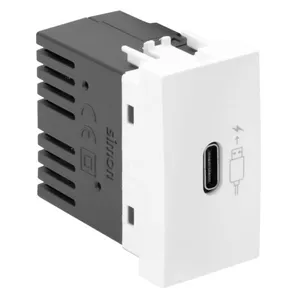 Módulo Carregador USB-C 10,5W Bivolt Simon19/20 Módulo Carregador USB Tipo-C 10,5W Bivolt Branco Simon19/20