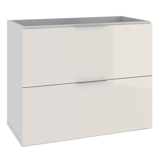 Armário Balcão Gabinete Para Banheiro 80cm Com 03 Gavetas Pietra B06 Branco Brilho - Lyam Decor