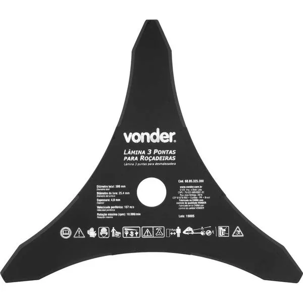 Lâmina de 3 pontas para roçadeiras, 300 mm x 25,4 mm - VONDER