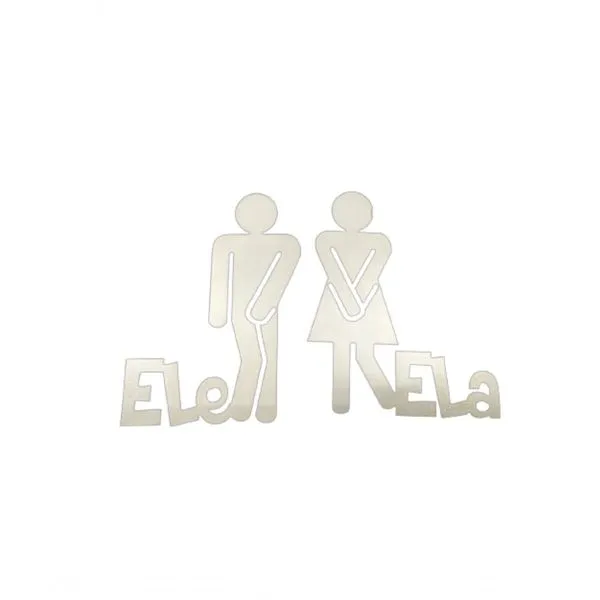 Plaquinha para Banheiro [F031] Sinalização Masculino e Feminino Kit 2 Peças MDF 3MM Branco Trovarelli Móveis Plaquinha para Banheiro [F031] Kit 2 Peças Sinalização Masculino e Feminino MDF 3MM Branco