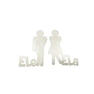 Plaquinha para Banheiro [F031] Sinalização Masculino e Feminino Kit 2 Peças MDF 3MM Branco Trovarelli Móveis Plaquinha para Banheiro [F031] Kit 2 Peças Sinalização Masculino e Feminino MDF 3MM Branco