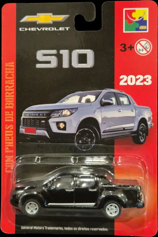 Chevrolet Picape S10 CKS Toys Die Cast - Real Riders (pneus de borracha) Produto Oficial Licenciado GM Original 1magnus Preto