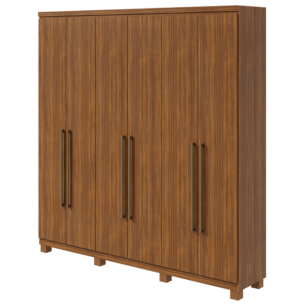Guarda-Roupas 6 Portas, 4 Gavetas, Com Pés, Móveis Lopas Alonzo - New 2019 Rovere Naturale