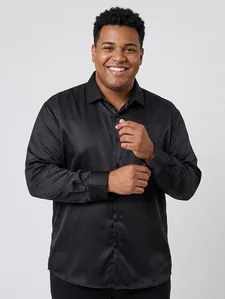 Camisa Manga Longa Plus Size Masculina PRETO G1