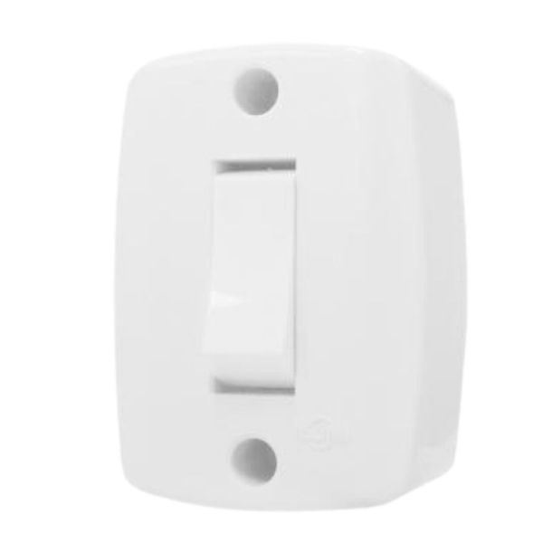 Conjunto Interruptor Simples Retangular Ilumi Conjunto de Sobrepor Interruptor Simples 6A/250V Branco Retangular