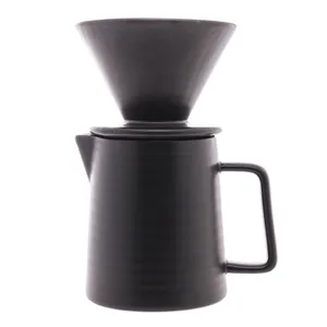 Bule de Cerâmica da Wolff com Suporte para Filtro e Tampa 600ml Preto