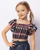 Blusa Infantil Cropped Lastex Estampa Xadrez Marinho 8