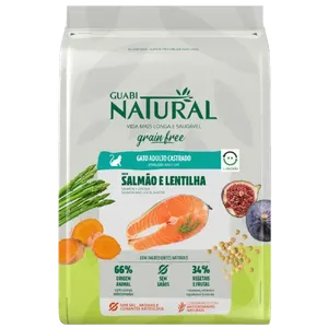 Ração Guabi Natural Grain Free Gatos Castrados Salmão e Lentilha 7,5 kg
