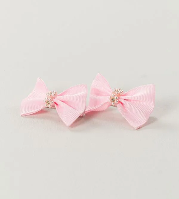 Bico de Pato Laço e Florzinha Rosa com 2 unidades Rosa