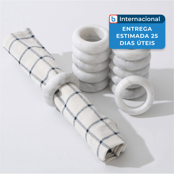 Conjunto com 12 Anéis CM para Guardanapo Branco e Cinza A-MBI