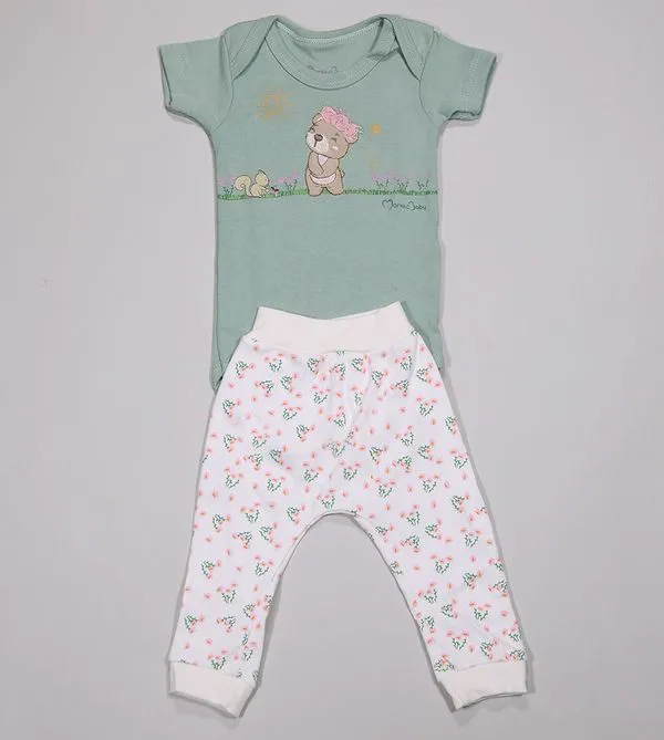 Conjunto Body Floral - 11783 De 0 a 12 meses Verde - RN