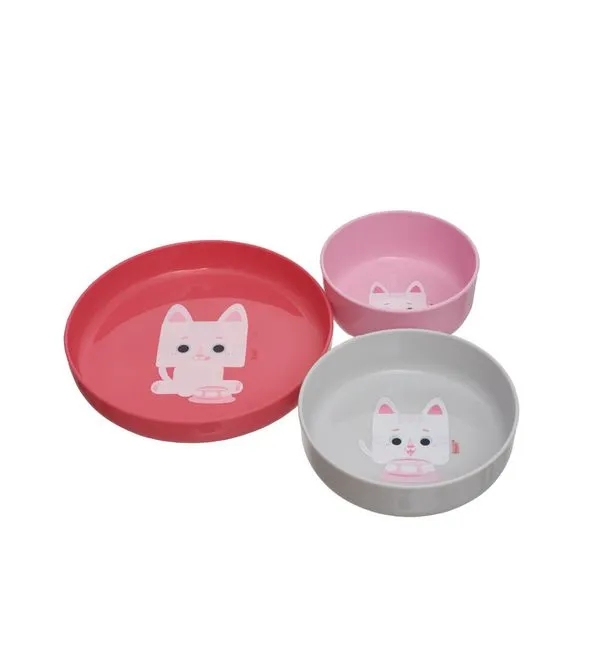 Kit Pratos com Ventosa 3 Peças Gato Mia - Kouii Gato Mia