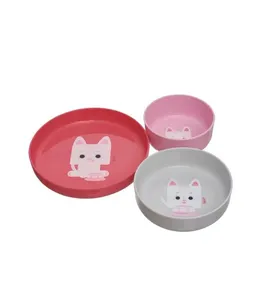 Kit Pratos com Ventosa 3 Peças Gato Mia - Kouii Gato Mia