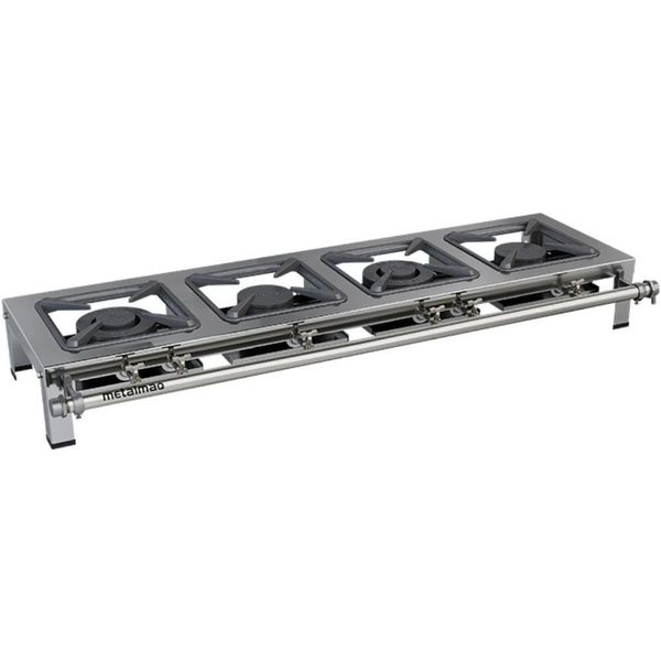 Fogão Industrial Stori Premium 4 Bocas 30x30 Em Linha M4 Aço Inox 430 Metalmaq