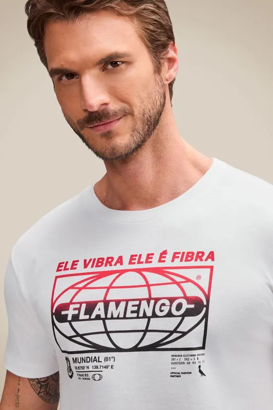 Camiseta Estampada Ele Vibra Flamengo Branco - Ggg