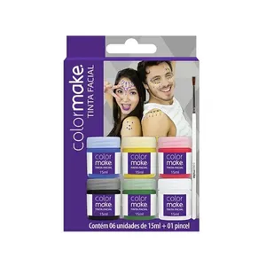 Tinta Líquida Facial Colormake 6 Cores de 15ml Cada + 1 Pincel