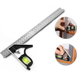 Esquadro Combinado 12 Pol 300mm para Medição e Alinhamento Profissional S m Ferramentas Esquadro Combinado 12 Pol 300mm para Marcenaria e Serralheria S m Ferramentas