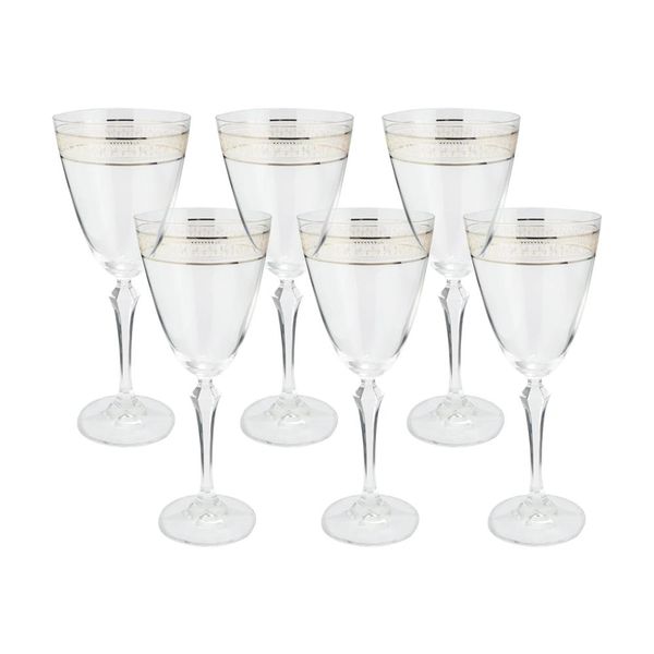 Jogo de Taças para Água Bohemia Brocade Decorada Cristal Ecológico 350ml 6 peças