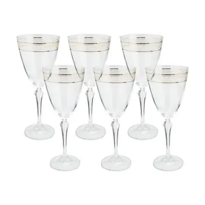 Jogo de Taças para Água Bohemia Brocade Decorada Cristal Ecológico 350ml 6 peças