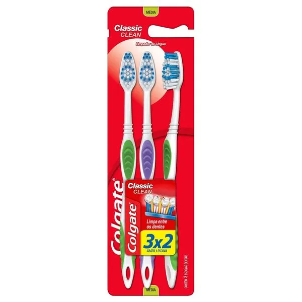 Escova Dental Colgate Classic Clean Macia Leve 3 Pague 2