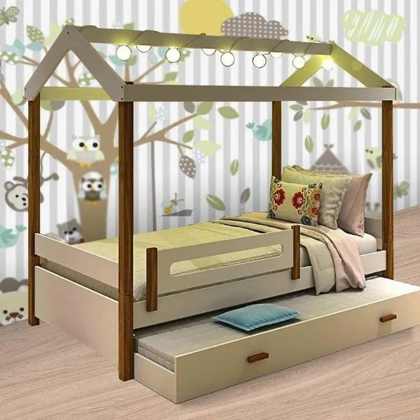 Cama Eliz Branca Com Led E Cama Auxiliar