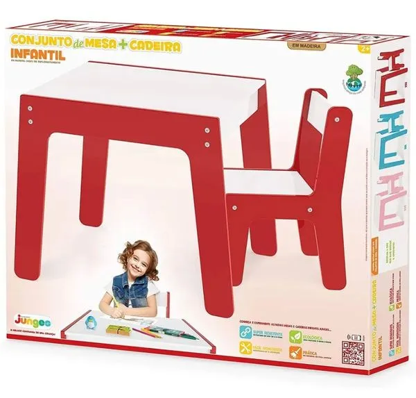 Conjunto Mesa Cadeira Vermelho Junges 992