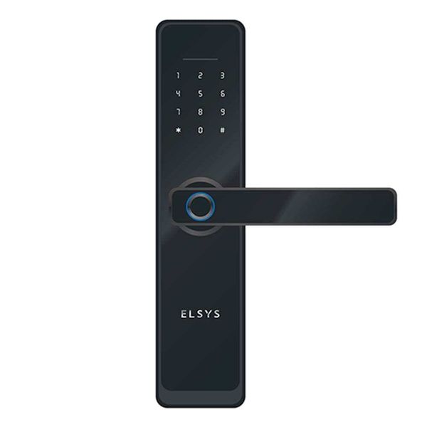 Fechadura Digital de Embutir DE4000B com Biometria e Wifi Elsys Fechadura Digital de Embutir com Biometria e Wifi DE4000B Preto