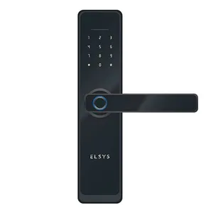 Fechadura Digital de Embutir DE4000B com Biometria e Wifi Elsys Fechadura Digital de Embutir com Biometria e Wifi DE4000B Preto