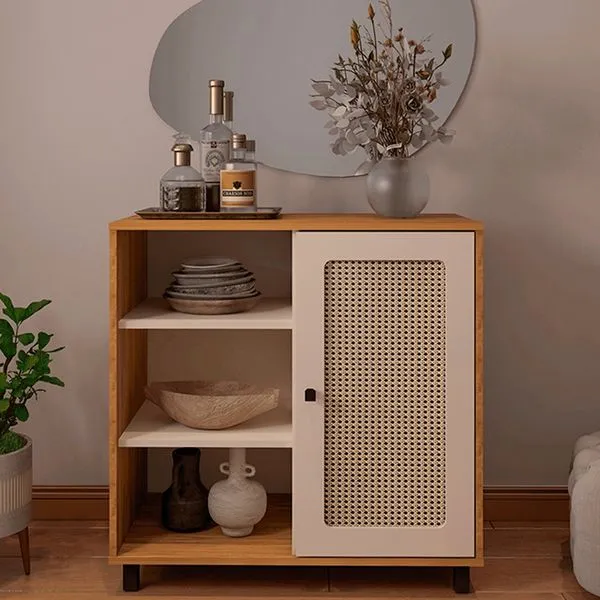 Buffet Artely Charlotte 1 Porta Carvalho Com Off White 4521