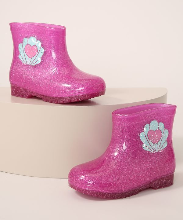 Galocha Infantil LueLua Concha com Glitter Pink 23-24