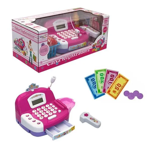 Caixa Registradora Infantil Caixa Registradora com Luz e Som Iluminada com Cesta Scanner e Display LED Toys & Toys Caixa Registradora Infantil com Luz e Som Iluminada com Cesta Scanner e Display LED Toys & Toys