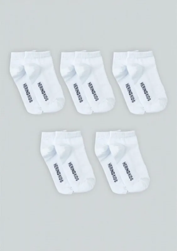 Kit Com 5 Pares De Meia Infantil Unissex Cano Curto - Branco XG