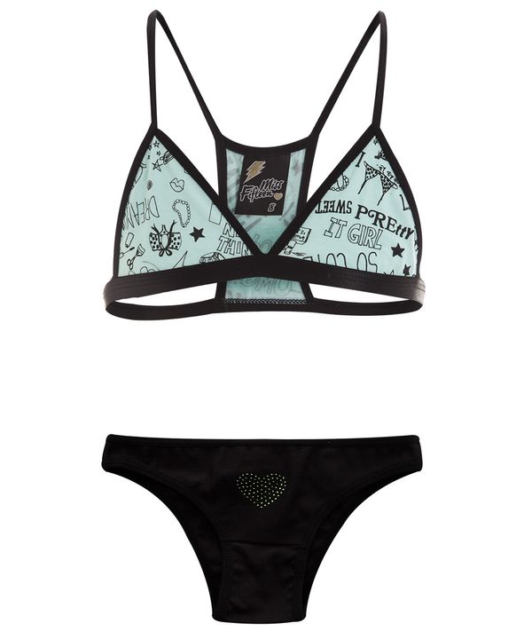 Conjunto Sutiã e Calcinha Estampa e Strass Preto 8