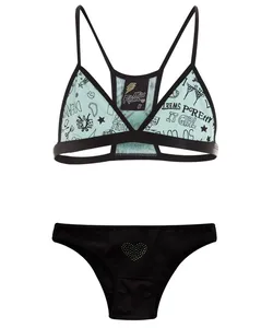 Conjunto Sutiã e Calcinha Estampa e Strass Preto 8