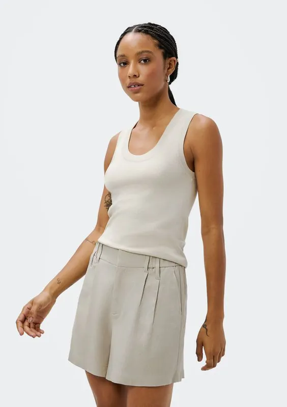 Regata Feminina Slim Decote U Em Tricô De Viscose - Cinza P