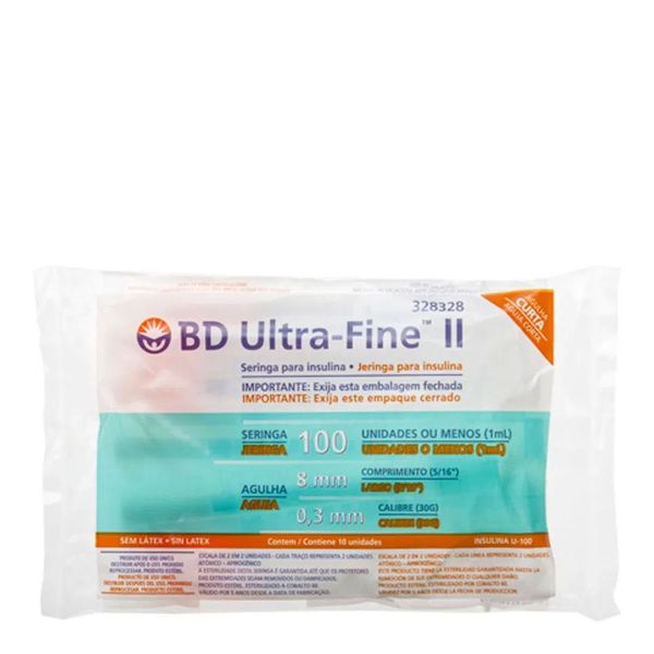 Seringa para Insulina BD Ultra Fine Ii 1,0 ml Agulha 8 0x0 3 C/10