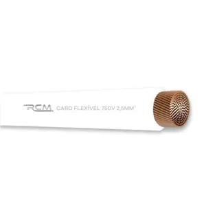 Cabo Flexível 750V 2,5mm Branco para Instalações Elétricas Residenciais Comerciais e Industriais RCM Cabos Elétricos Fio Cabo Flexível 750V 2,5mm Branco para Instalação Elétrica Segura RCM Cabos Elétricos